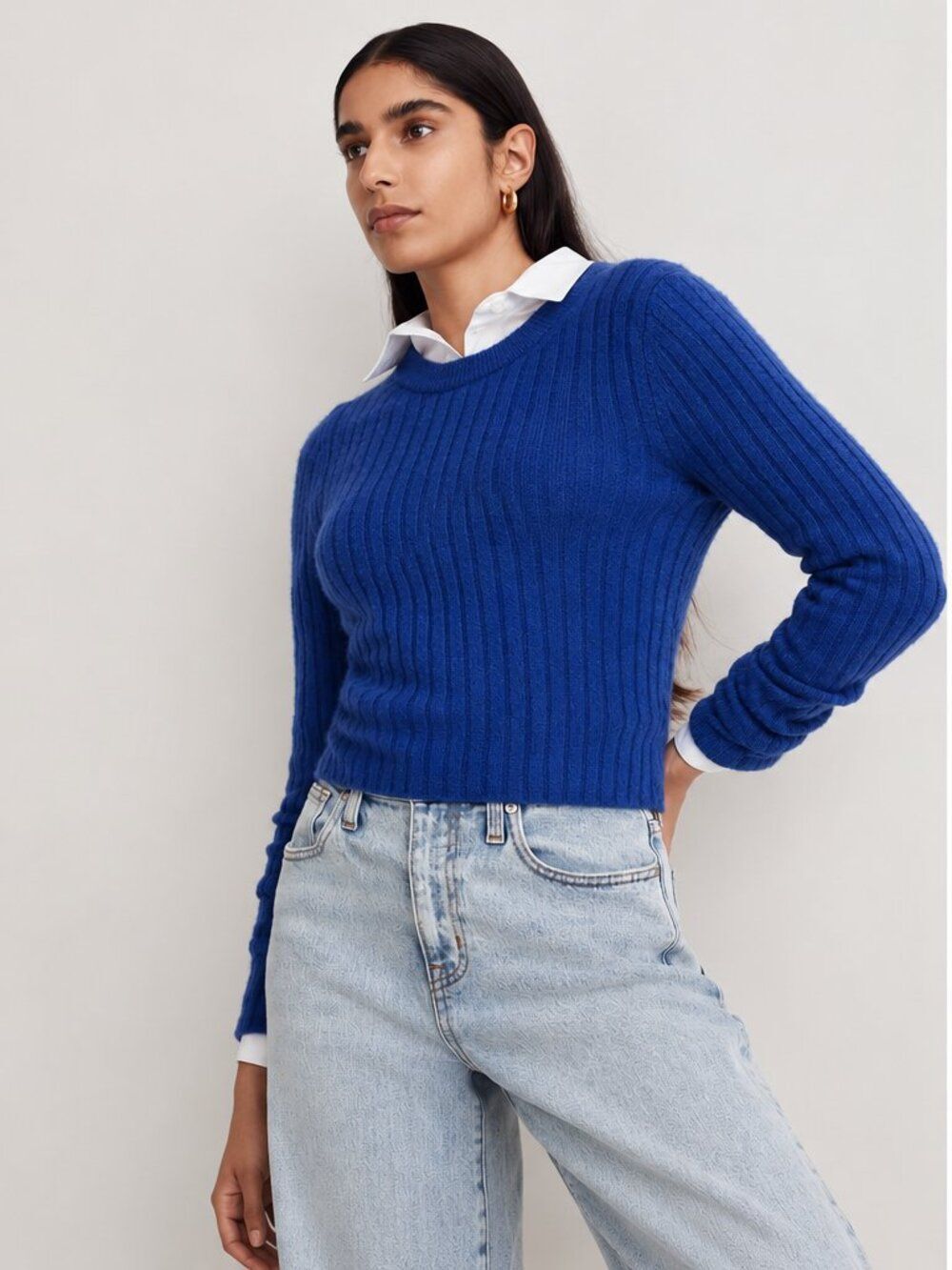 Madewell Ribbed Crewneck Wool Blend Sweater Size S - Picture 2 of 7